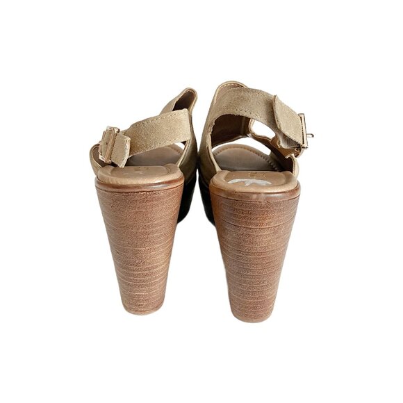 Mika Paoli Tan Suede Leather Wedge Sandles Size 6 - Picture 3 of 8
